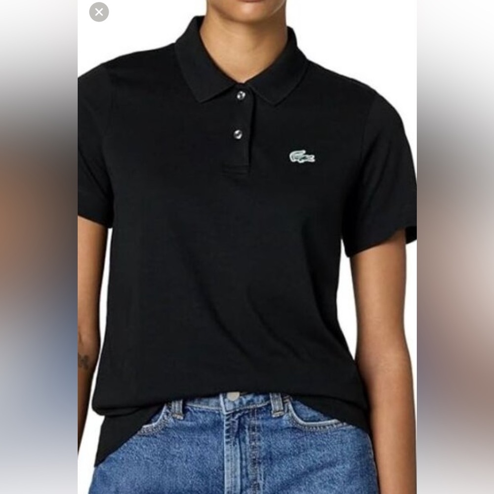 Lacoste Classic Black Short-Sleeve Women's Polo Top-42